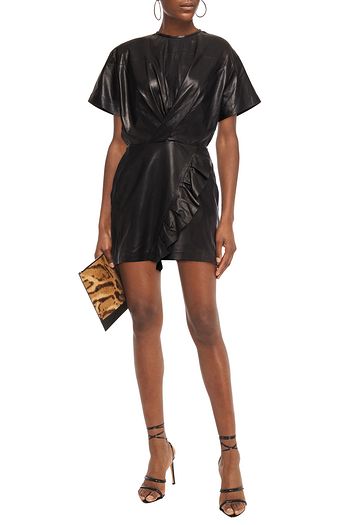 IRO Minikleid aus Leder mit Rüschen