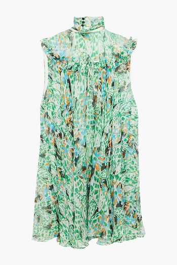MIU MIU Ruffled printed chiffon mini dress