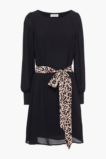 CLAUDIE PIERLOT Leopard-print satin-trimmed crepe mini dress