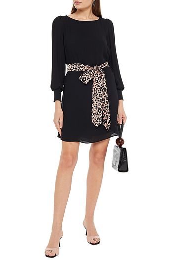 CLAUDIE PIERLOT Leopard-print satin-trimmed crepe mini dress