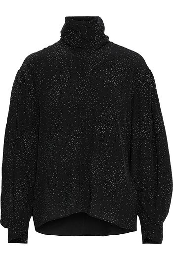 IRO Gretina studded crepe de chine turtleneck blouse