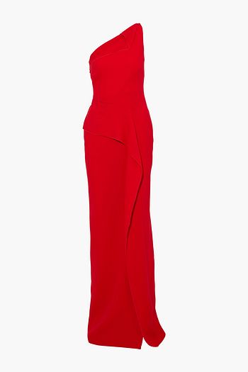 ROLAND MOURET Istana one-shoulder draped wool-crepe gown