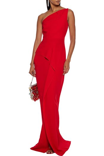 ROLAND MOURET Istana one-shoulder draped wool-crepe gown