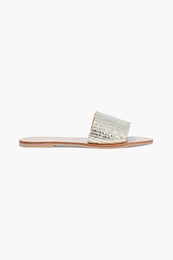 MANEBÍ Los Angeles metallic raffia slides