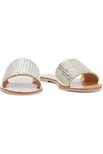 MANEBÍ Los Angeles metallic raffia slides