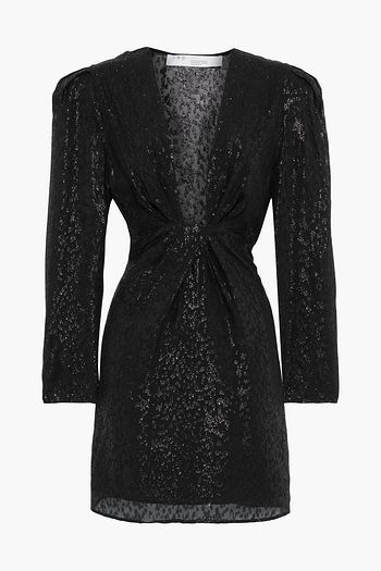 IRO Ribunea gathered fil coupé silk-blend chiffon mini dress