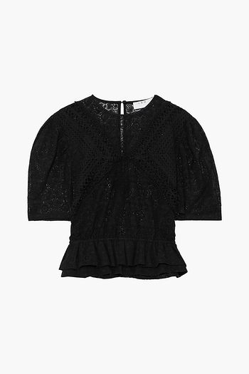 IRO Steela crochet-trimmed cotton-blend lace top