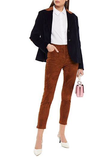 PRADA Cropped stretch-suede skinny pants