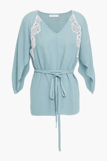 SEE BY CHLOÉ Lace-trimmed ribbed cotton-blend sweater