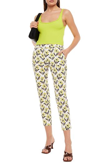 PRADA Cropped Karottenhose aus Popeline aus Stretch-Baumwolle mit floralem Print