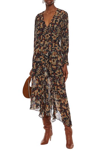 IRO Jorma asymmetrisches Midikleid aus bedrucktem Georgette