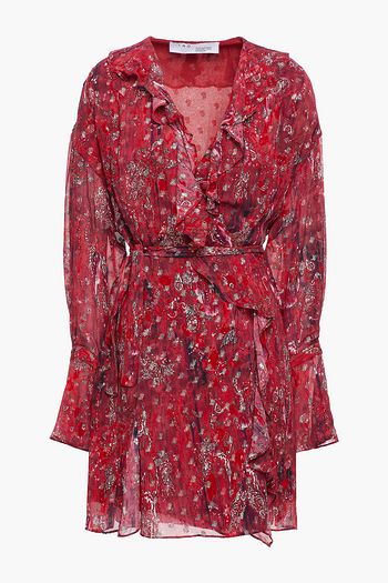 IRO Sibuco ruffled metallic fil coupé georgette mini dress