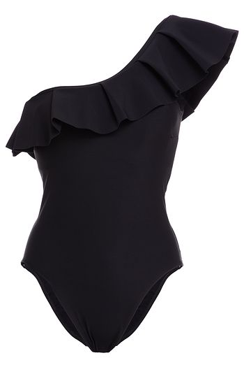 BONDI BORN Jordana one-shoulder ruffled swimsuit