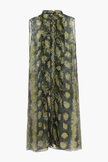PRADA Plissiertes Kleid aus Seidenkrepon mit Schlangenprint