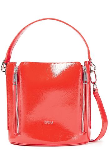 FURLA Crinkled glossed-leather bucket bag