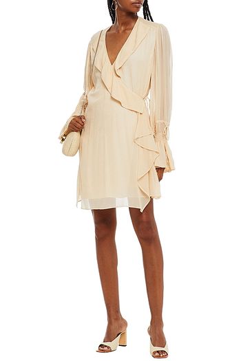 IRO Serem glittered georgette mini wrap dress