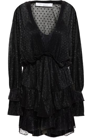 IRO Milson tiered metallic polka-dot knitted mini dress
