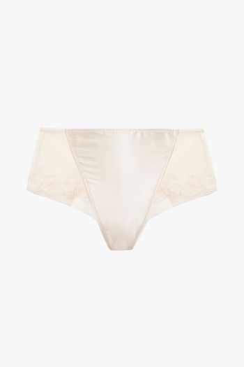 LISE CHARMEL Embroidered satin and tulle mid-rise briefs