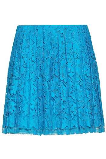 PRADA Pleated cotton-blend corded lace mini skirt