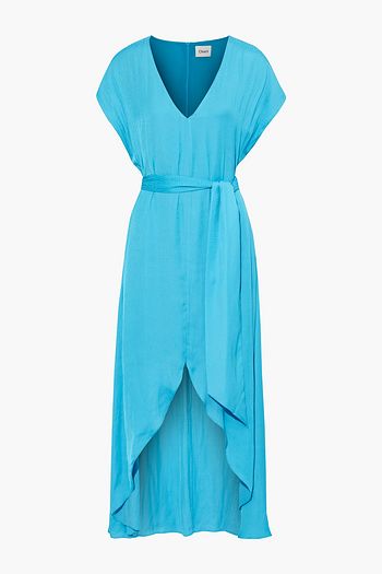 CHARLI Klara split-front belted satin-jacquard maxi dress