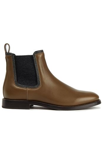 BRUNELLO CUCINELLI Bead-embellished leather Chelsea boots