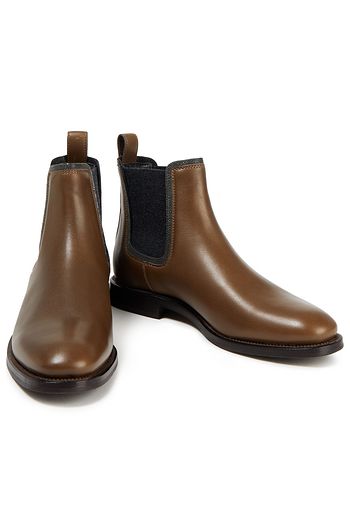 BRUNELLO CUCINELLI Bead-embellished leather Chelsea boots