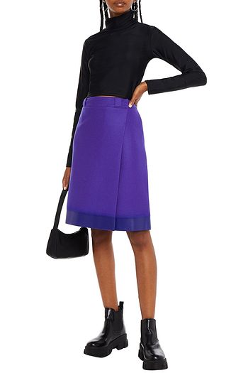 PRADA Appliquéd wool-felt wrap skirt