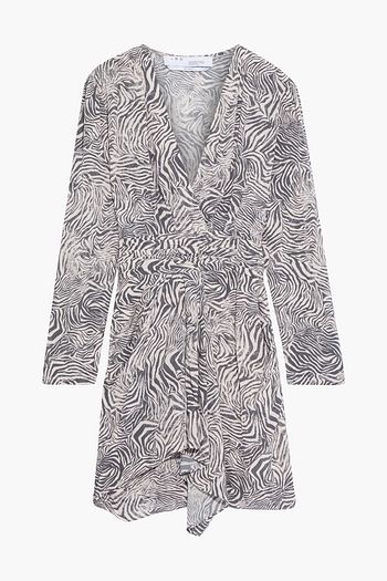 IRO Maitri wrap-effect zebra-print crepe de chine mini dress
