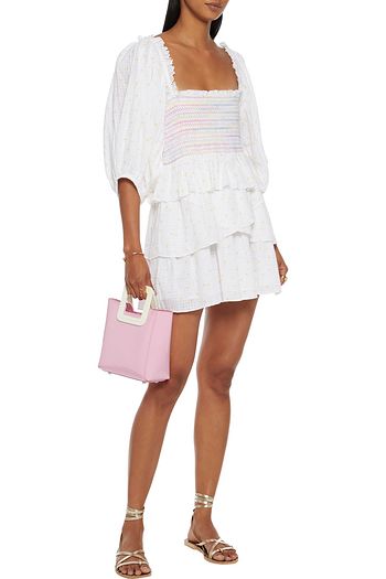 LOVESHACKFANCY Shaw tiered printed cotton-jacquard mini dress