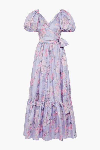 LOVESHACKFANCY Ida wrap-effect floral-print taffeta maxi dress