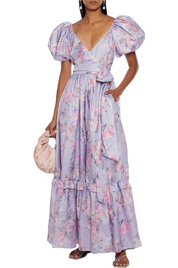 LOVESHACKFANCY Ida wrap-effect floral-print taffeta maxi dress