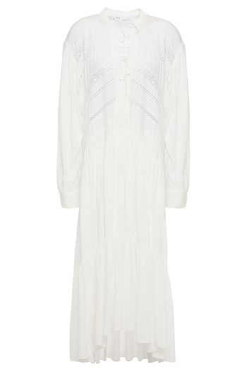 IRO Midikleid mit Guipure-Spitzenbesatz und eingewebten Punkten