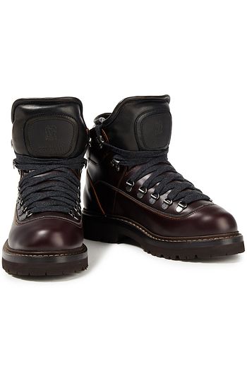 BRUNELLO CUCINELLI Schneestiefel aus gestepptem Leder mit Zierperlen