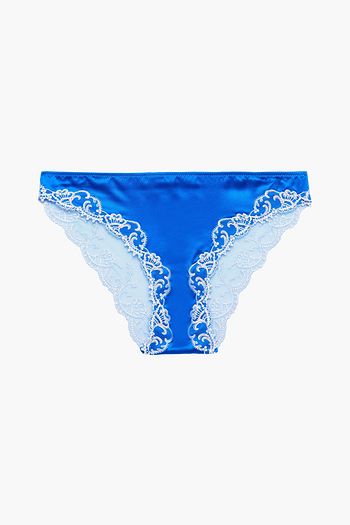 LISE CHARMEL Splendeur Soie embroidered tulle-trimmed satin mid-rise briefs