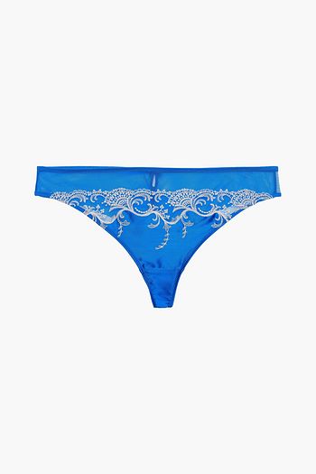LISE CHARMEL Splendeur Soie embroidered tulle-paneled satin low-rise briefs