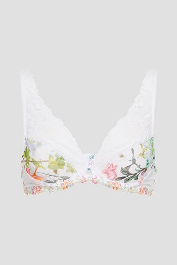 LISE CHARMEL Folie d'Iris embellished floral-print tulle and lace underwired bra