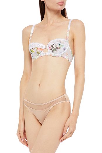 LISE CHARMEL Embellished floral-print mesh balconette bra
