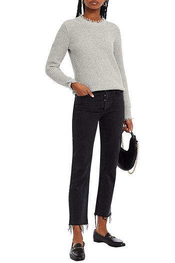 MICHAEL KORS COLLECTION ほつれ加工 メランジリブ編みコットン混 セーター