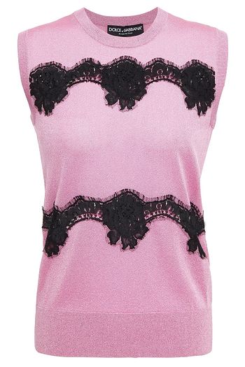 DOLCE & GABBANA Weste aus Lurex® mit Spitzenbesatz