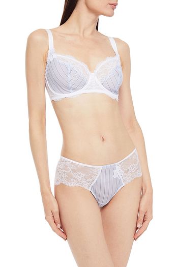 LISE CHARMEL Dandy lace-paneled striped tulle mid-rise briefs