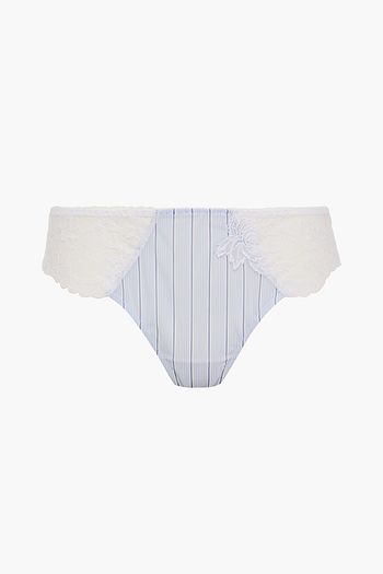 LISE CHARMEL Dandy lace-paneled striped tulle mid-rise briefs