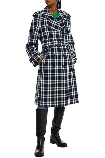 MICHAEL KORS COLLECTION Belted checked cotton-piqué trench coat