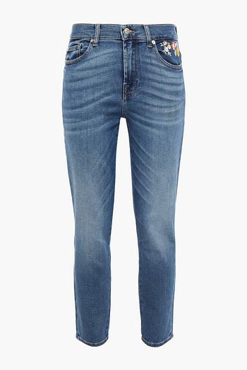 7 FOR ALL MANKIND Embellished mid-rise slim-leg jeans