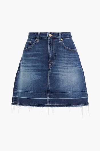 7 FOR ALL MANKIND Frayed denim mini skirt