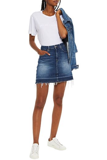 7 FOR ALL MANKIND Frayed denim mini skirt