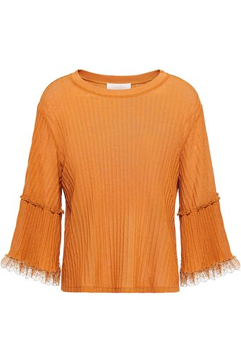 SEE BY CHLOÉ Lace-trimmed ribbed-knit top