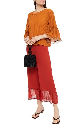 SEE BY CHLOÉ Lace-trimmed ribbed-knit top