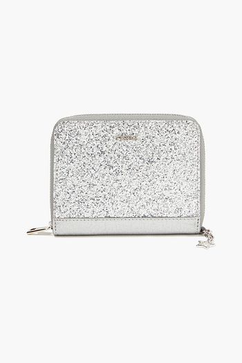 FURLA Glittered metallic textured-leather and PVC wallet