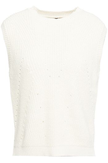7 FOR ALL MANKIND Pointelle-knit cotton and wool-blend top