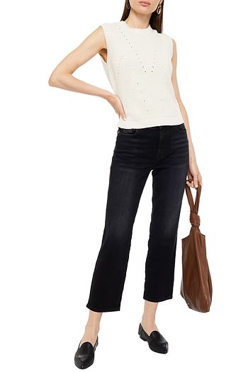 7 FOR ALL MANKIND Pointelle-knit cotton and wool-blend top